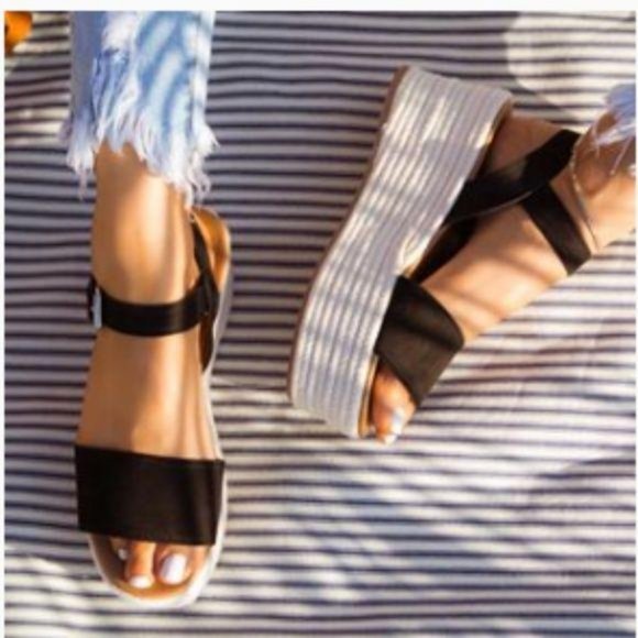 Espadrille Flatform Sandals – Black Suede - Picture 7 of 7